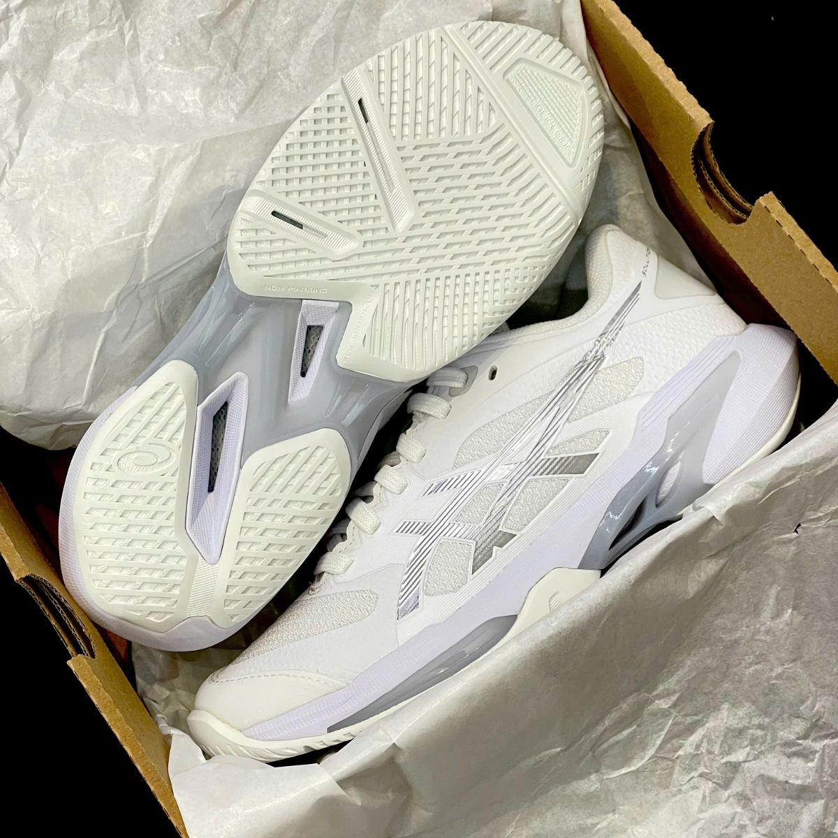 Giày Pickleball_Tennis Asics Solution Speed FF4 'White_Pure Silver' 1042A307-101 (4)