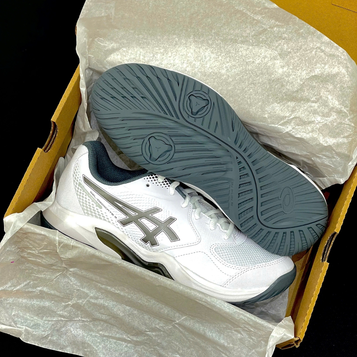 Giày Tennis_Pickleball Asics Gel-Dedicate 9 ‘White_Gunmetal’ 1041A545-100 (3)