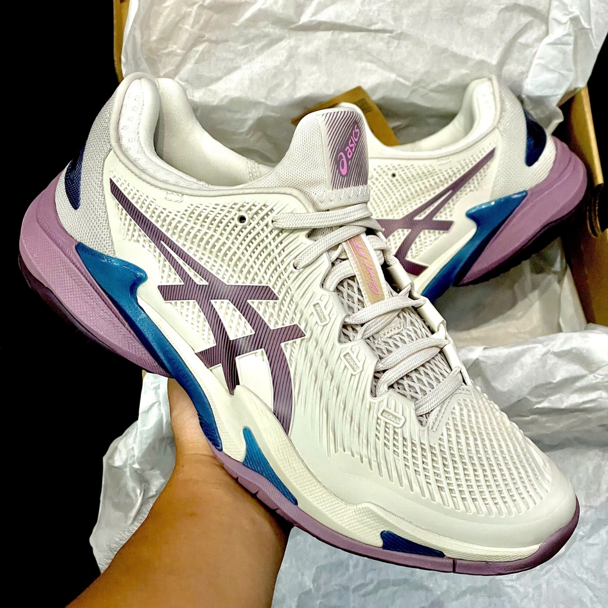 Giày Pickleball_Tennis Asics COURT FF 3 ‘Soft Oat_Dusty Mauve’ 1042A220-250