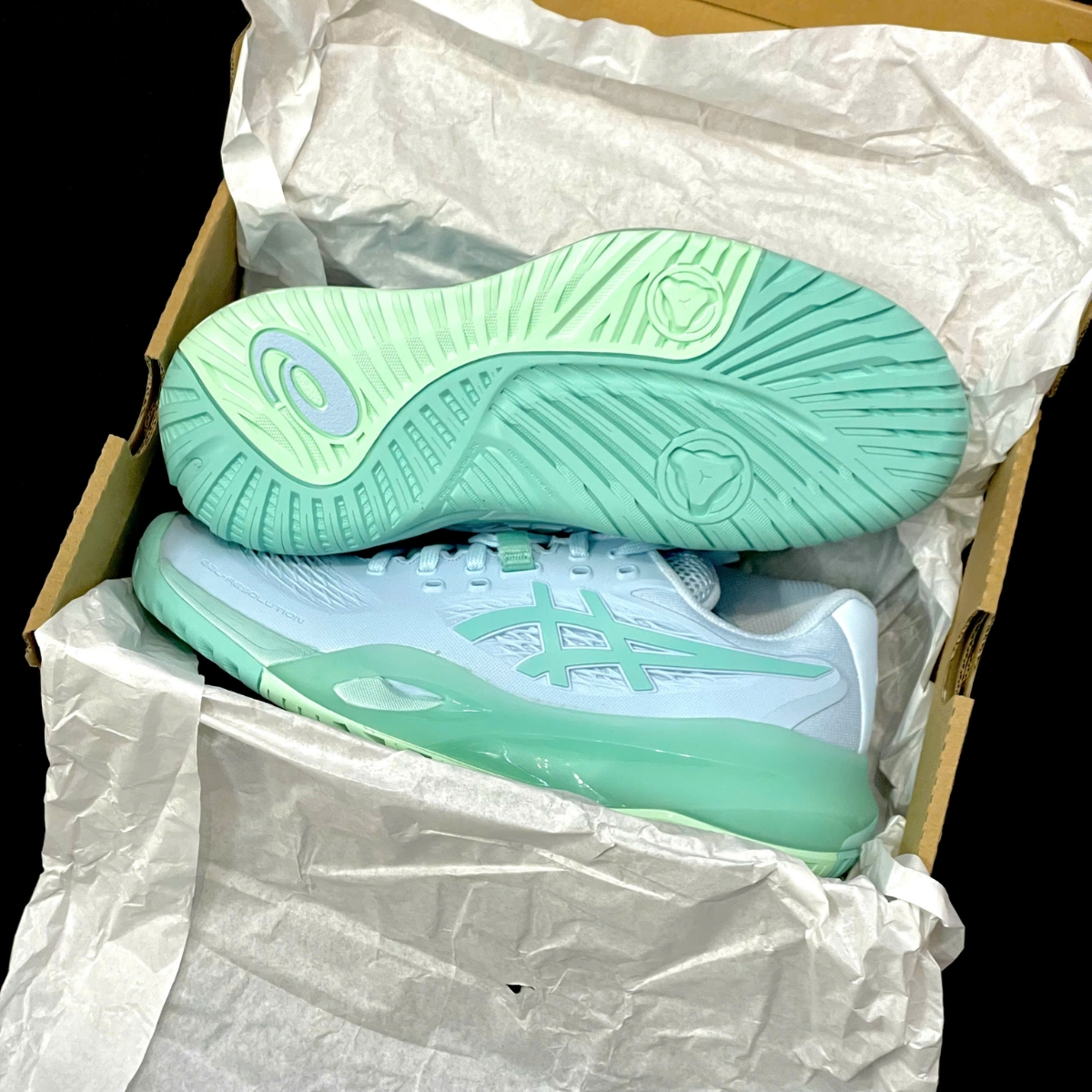 Giày Pickleball_Tennis Asics GEL-RESOLUTION X ‘Light Blue_Oasis Green’ 1042A279-402 (2)