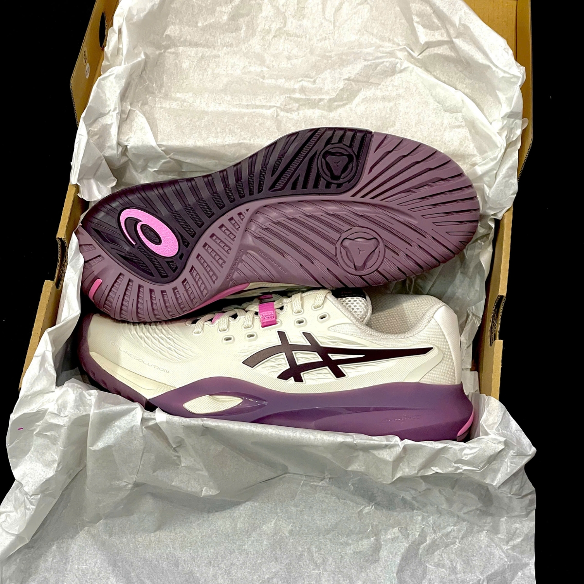 Giày Pickleball_Tennis Asics GEL-RESOLUTION X ‘Soft Oat_Dark Aubergine’ 1042A279-250 (3)