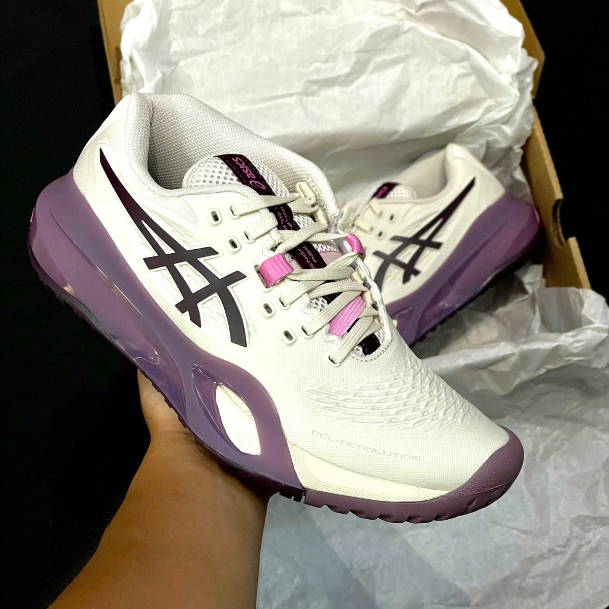 Giày Pickleball_Tennis Asics GEL-RESOLUTION X ‘Soft Oat_Dark Aubergine’ 1042A279-250 (4)