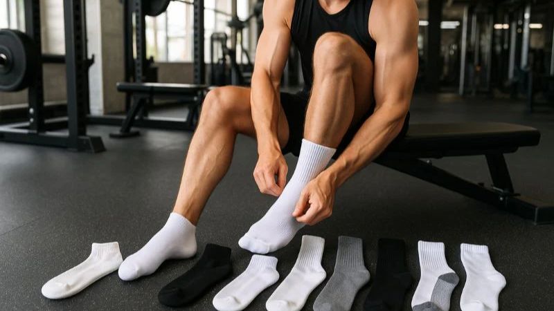 Tập gym đòi hỏi người tập trang bị một đôi tất thoáng khí và có độ bám tốt