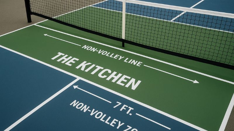 Khu vực kitchen trong pickleball có góc đánh tốt và ít tạo cho đối thủ có cơ hội phản ứng