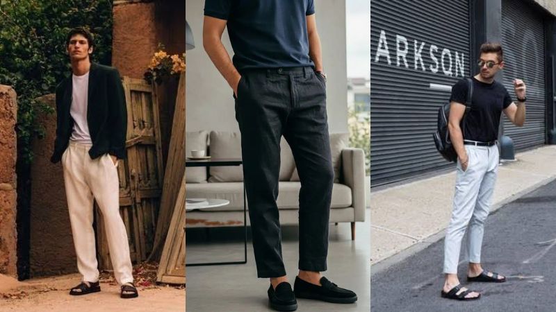 Xu hướng dép da Old Money không thể thiếu lựa chọn phối với áo thun trơn và quần âu casual