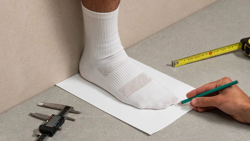 Đối chiếu chiều dài bàn chân với bảng size giày On Running để chọn đúng kích cỡ.
