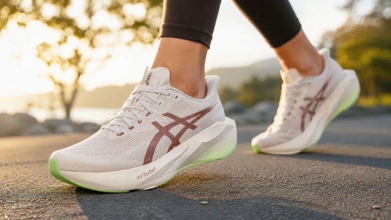 Thiết kế Asics Novablast 6 với thân giày woven hiện đại, ôm chân và chắc chắn