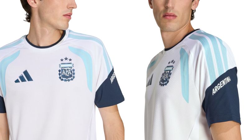 Bộ sưu tập áo training Argentina 2026 đi kèm quần short, áo khoác và phụ kiện đồng bộ chính hãng