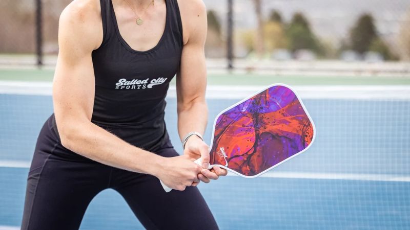 Vợt pickleball cán dài tăng không gian cầm nắm, hỗ trợ đánh hai tay và tạo lực tốt