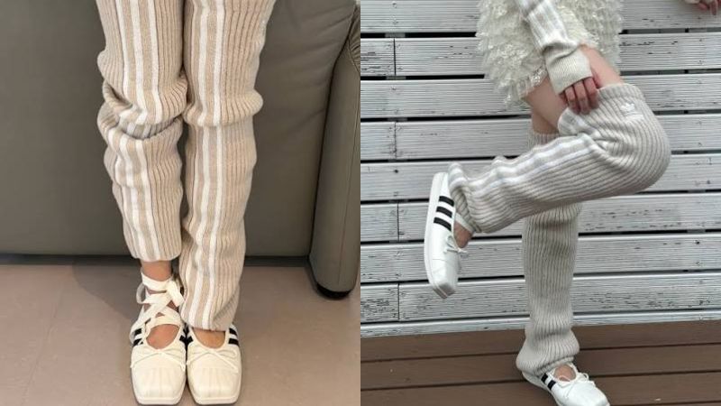 Legwarmer dệt kim và tất cut-out hoàn thiện outfit balletcore theo dấu ấn JENNIE